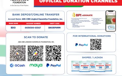 ABS-CBN Foundation, Inc. Official Donation Channels